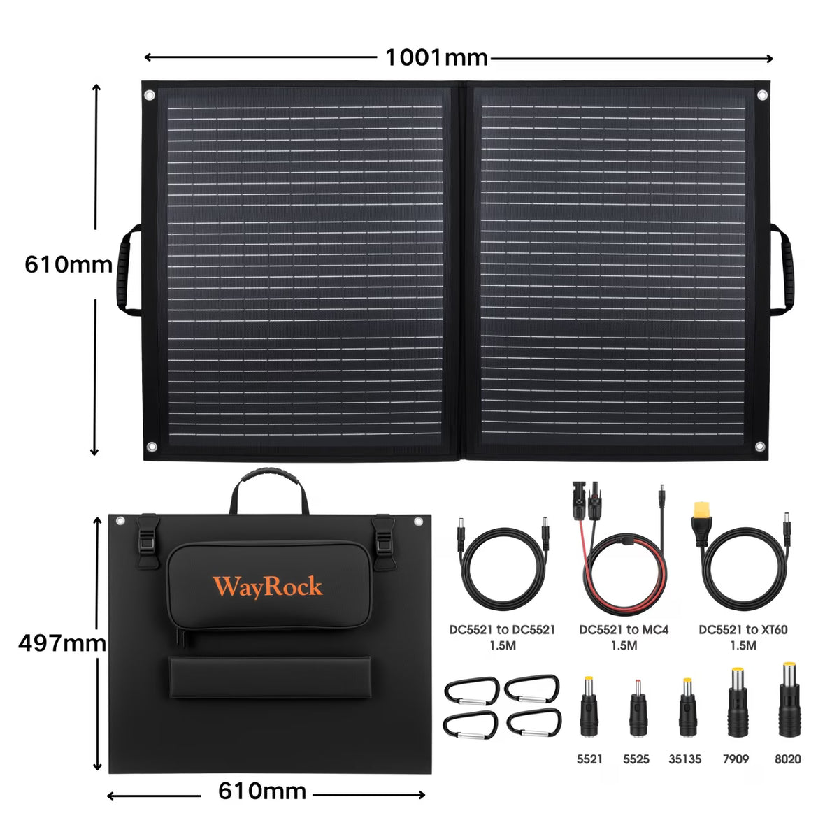 100W Foldable Monocrystalline Solar Panel Charger (DC & USB-C)
