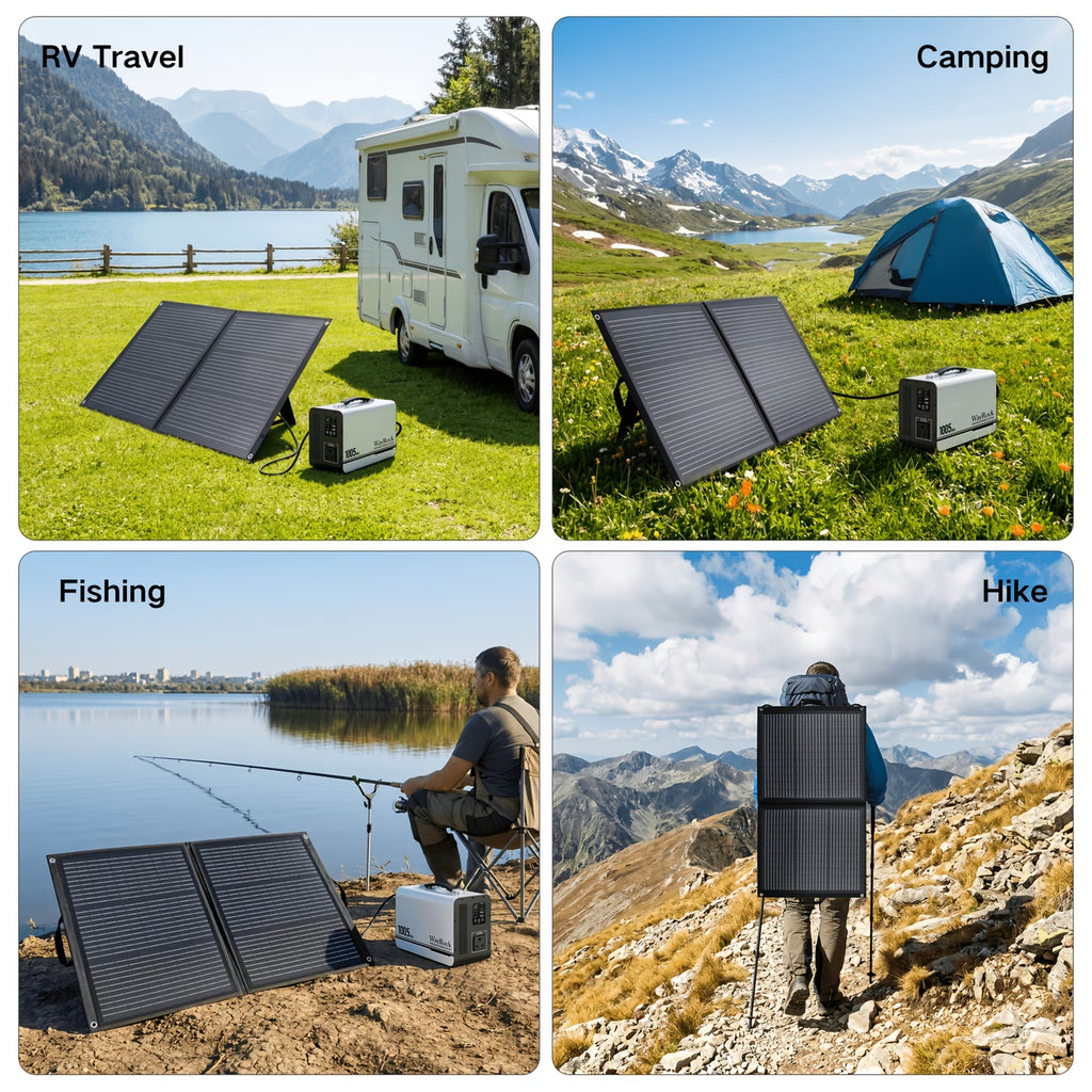 100W Foldable Monocrystalline Solar Panel Charger (DC & USB-C)