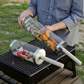 3-Piece Stainless Steel Rolling Braai & BBQ Grill Basket Set (with 2 Turning Hooks)