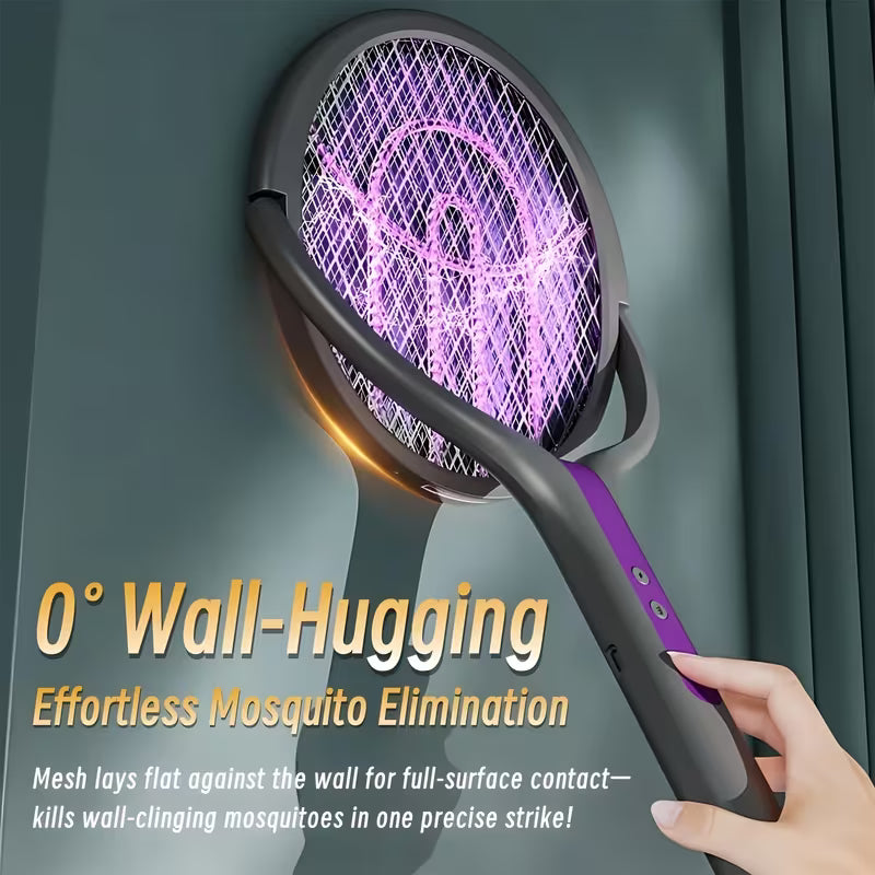 2-in-1 Foldable & Retractable Electric Mosquito Swatter with UV Light & Extendable Pole